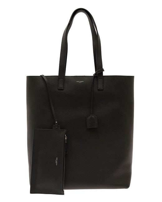Saint Laurent Black Tote Bag With Laminated Logo for men