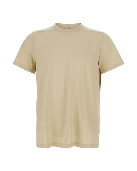 Rick Owens White Crew Neck T-Shirt With Tone On Tone Stitching for men