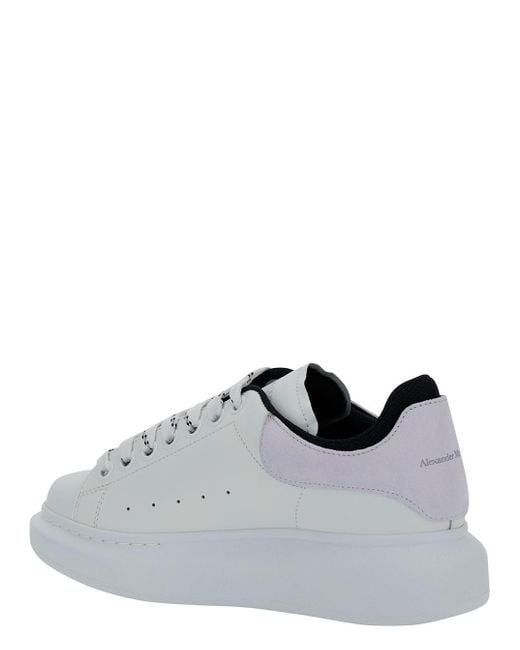 Alexander McQueen White Low Top Sneakers With Double Heel Tab And Oversized Platform In Leather