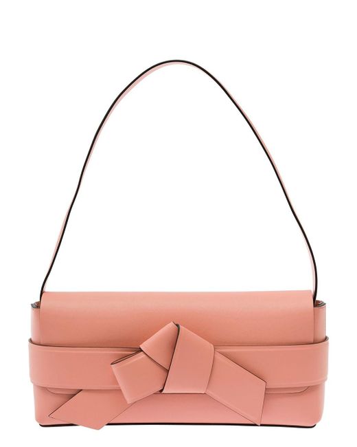 Acne Pink Shoulder Bag With Musubi Knot Detail