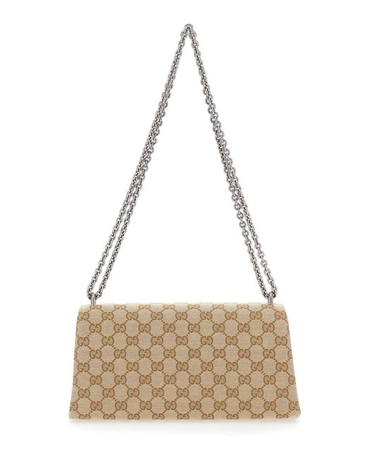 Gucci Natural 'Dionysius' Shoulder Bag With Metal Plate On The Front And
