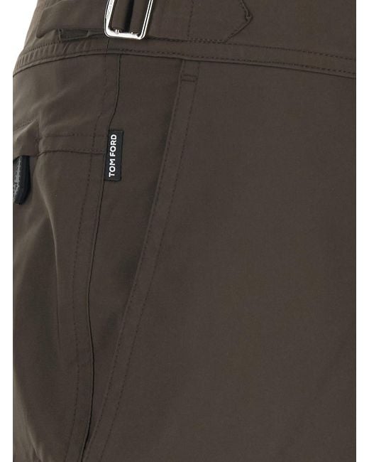 Tom Ford Gray Micro Compact Poplin Wr Swim Short for men