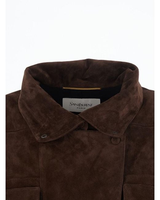 Saint Laurent Brown Blouson Boxy Croute Vintage Crosta