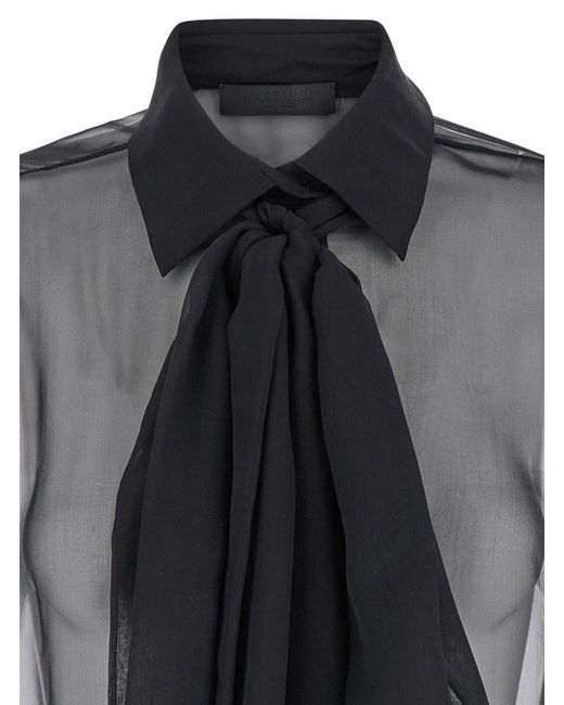 Valentino Gray Shirt With Classic Collar And Neck Scarf