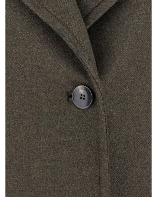Blumarine Green Coat With Classic Lapels And Removable Collar