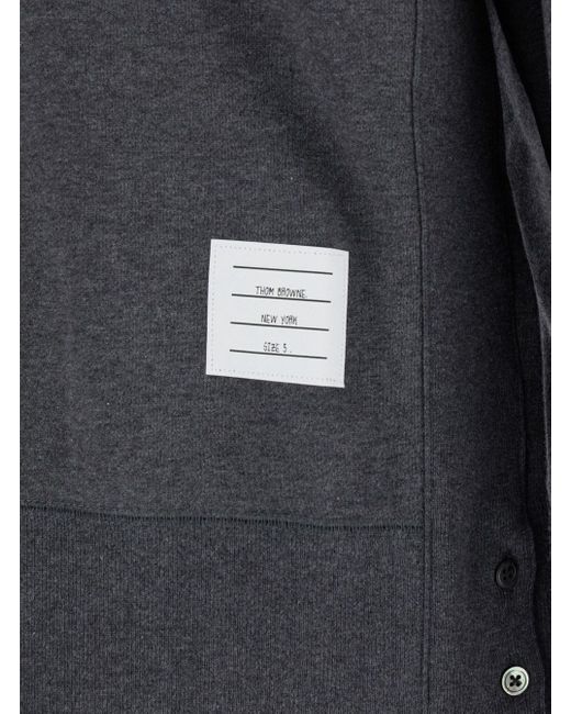Thom Browne Gray Crewneck Sweatshirt With -Bar Detail for men