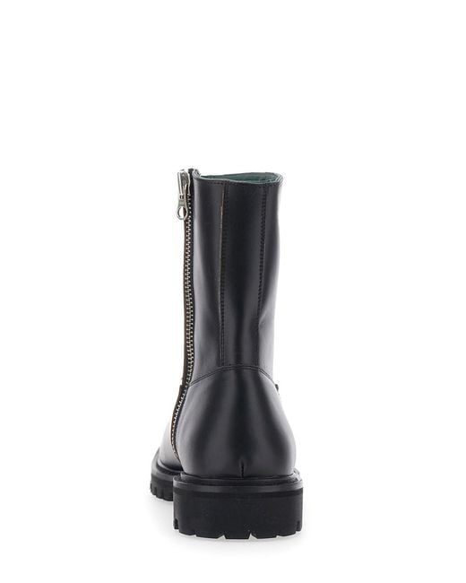VINNY'S Black Leather High Top Ankle Boots With Side Zipper For for men