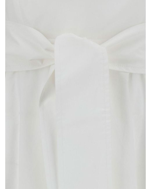 P.A.R.O.S.H. White Long Dress With Knot Detail