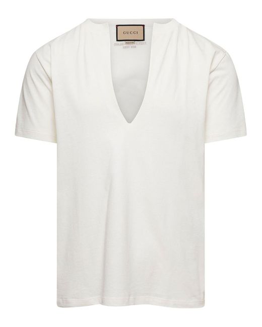Look 21 T-Shirt Tagliata di Gucci in White da Uomo