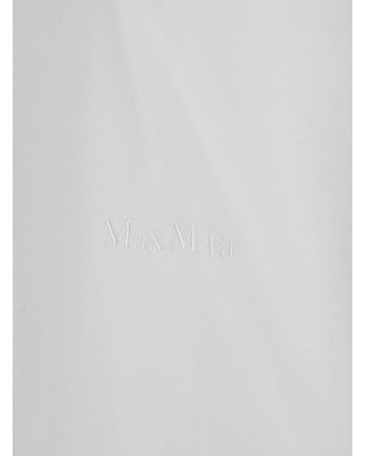 Max Mara White 'Nerina' Crewneck T-Shirt With Tonal Logo Lettering On The Front