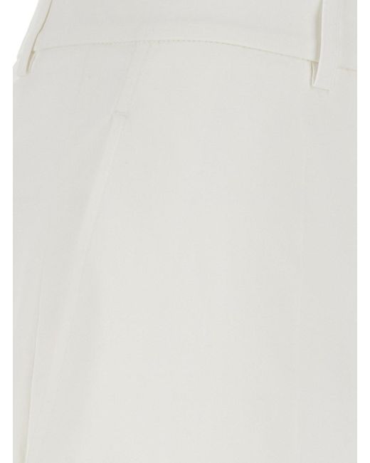 Le Plain White Bermuda Shorts With Belt Loops And Two Back Welt Pockets