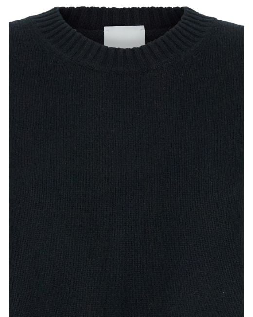 Allude Black Crewneck Sweater With Dropped Shoulders