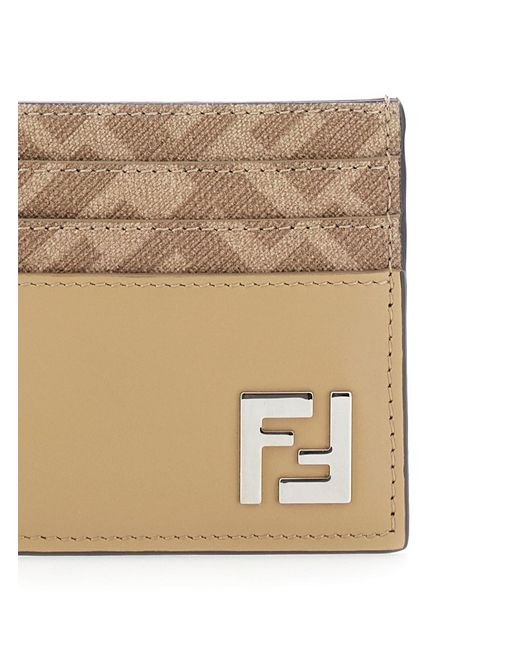 Fendi Natural Card Holder With Ff Plaque On The Front for men