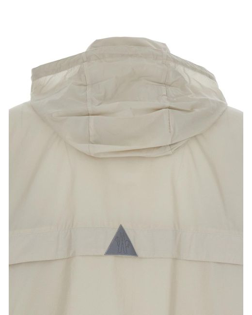 Moncler Gray 'Negara' Jacket With Logo Print On The Front And Removable Hood for men