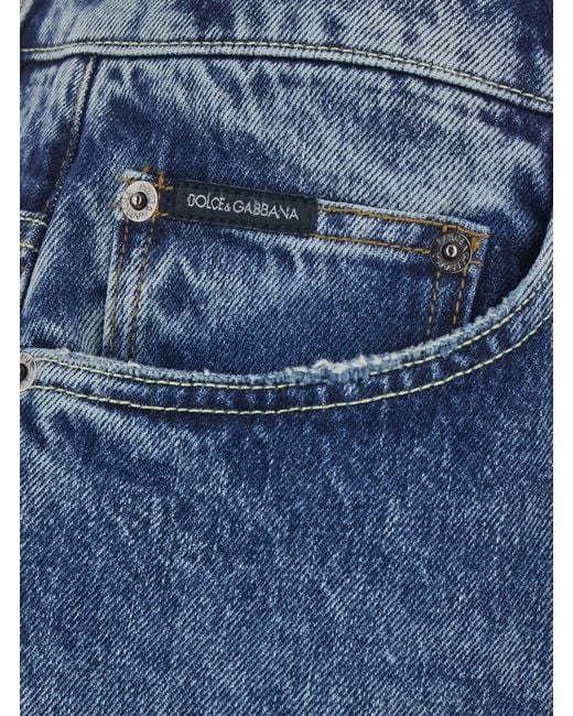 Dolce & Gabbana Blue Dolce & Gabbana Jeans With Applied Logo Patch On The Back for men