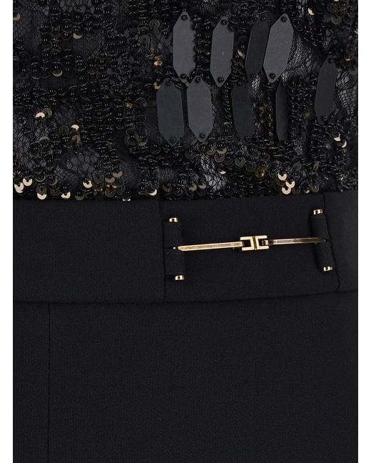 Elisabetta Franchi Black Jumpsuit Sleeveless Lace