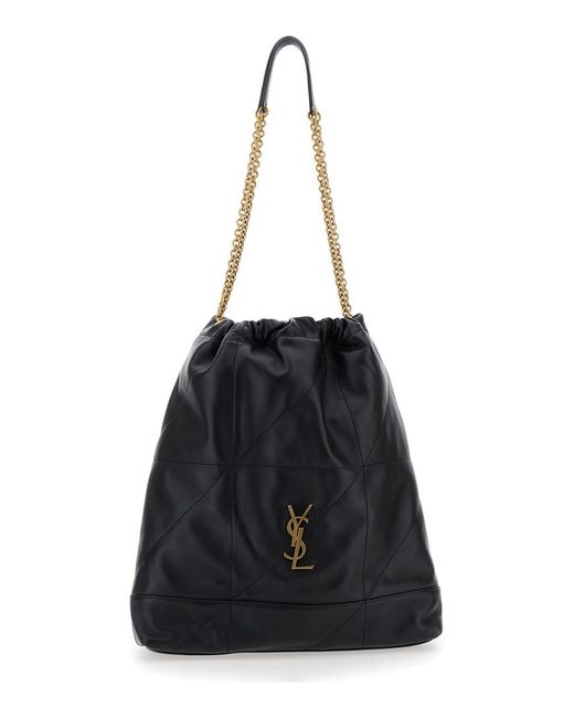 Saint Laurent Black Crossbody Bag 'Jamie' With Two Top Handles With Chain And Cassandre Plate On The Front