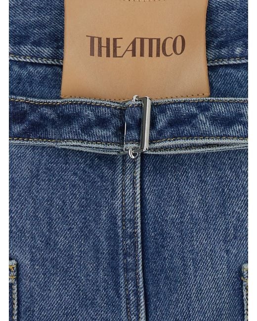 The Attico Blue Jeans With Logo Patch On The Back And Faded Design