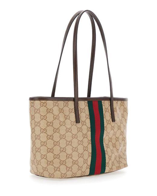 Gucci White 'Essence' Tote Bag With Two Top Handles And Automatic Button Closure
