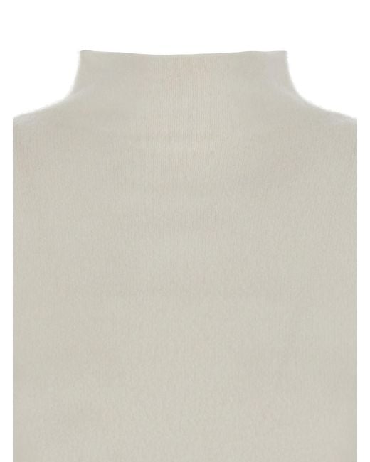 Max Mara Pure White 'Orlaya' Sweater With High Neck And Dropped Shoulde