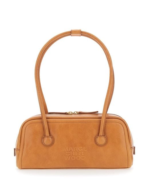 MARGE SHERWOOD Brown 'Soft Boston Ew' Shoulder Bag With Two Top Handles
