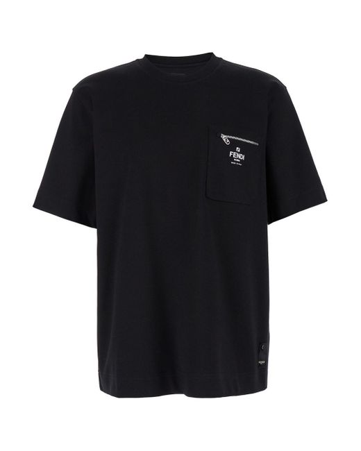 Fendi Black Patch Pocket T-Shirt for men