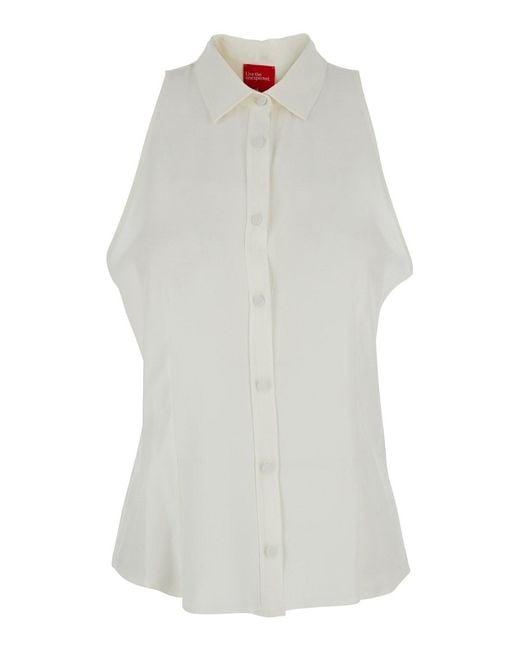 ..,merci White Sleeveless Shirt With Classic Collar