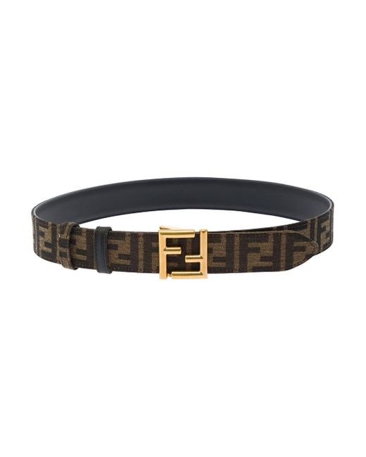 Fendi Black And Brown Ff Reversible Belt With Logo Buckle In Leather Woman