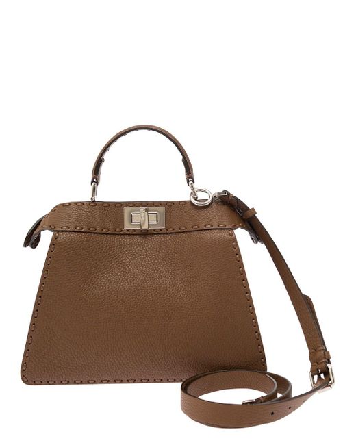 Fendi Brown 'Peekaboo Iseeu Small' Handbag With Shoulder Strap
