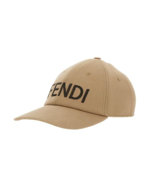 Fendi Natural Baseball Cap With Lettering Logo On The Front for men
