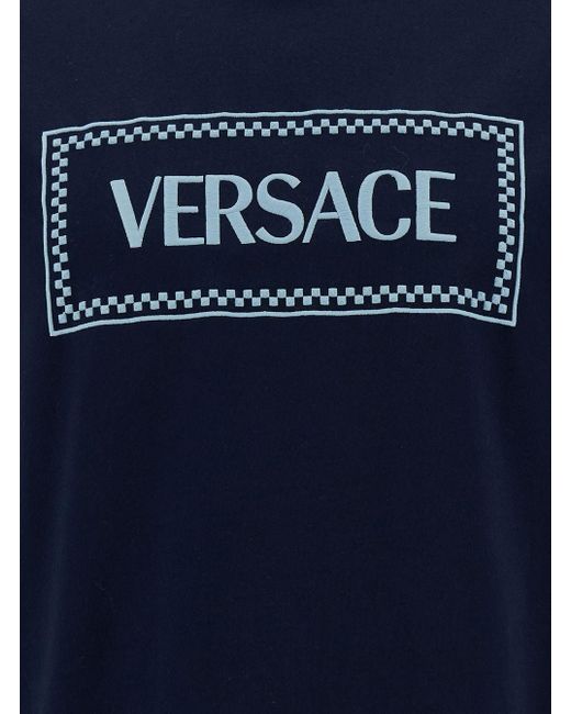 T-Shirt Girocollo Con Stampa Logo Anni '90 di Versace in Blue da Uomo
