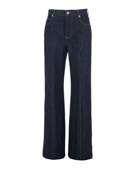 Bottega Veneta Blue Palazzo Jeans With Logo Patch On The Back