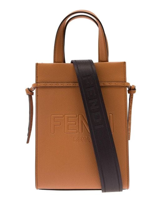 Fendi Brown Go To Shopper Mini Bag In Calf Leather for men