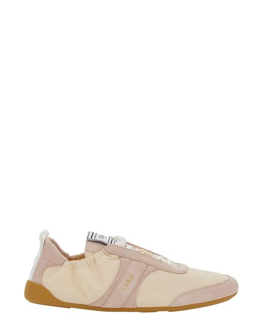 Chloé Natural Chloã 'Kick' Sneaker With Side Lettering Logo And Elasticated Details