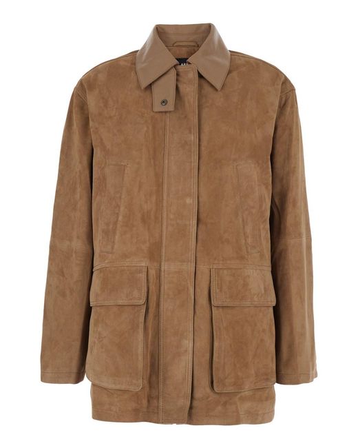 Arma Brown 'Kaylee' Jacket With Foldable Collar With Button And Patch