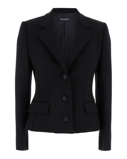 Dolce & Gabbana Black Single-Breasted Jacket With Buttons Fastening In