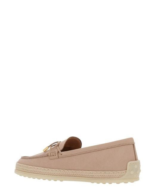 Tod's Brown Loafers With Bow Detail And Rope Tirm