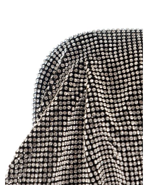 Benedetta Bruzziches Gray 'venus La Grande' Silver-colored Clutch Bag In Fabric With Allover Crystals