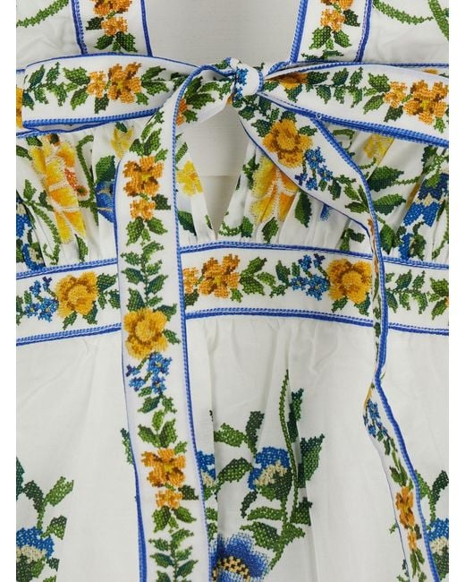 Farm Rio Green 'Emily' Sleeveless Mini Dress With All-Over Floral