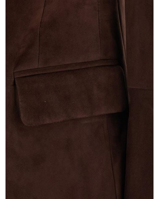 Brunello Cucinelli Brown Single-Breasted Jacket With Peak Revers