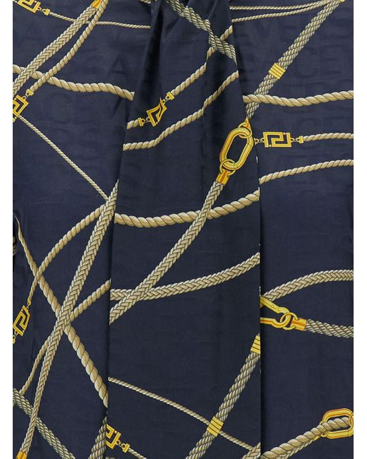 Versace Blue Shirt With Scarf And Barocco Motif