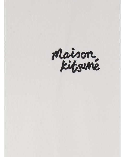 Maison Kitsuné White Oversized T-Shirt With Logo Lettering On Front An for men