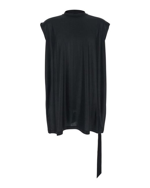 Rick Owens Black Crew Neck T-Shirt With Raised Collar for men