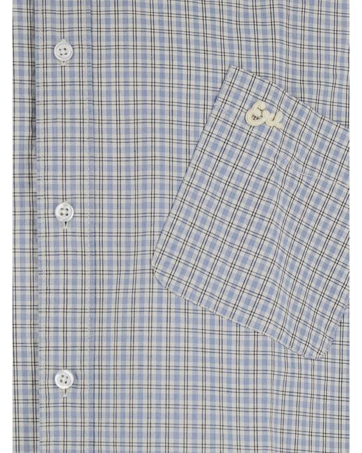ERL Gray Shirt With Check Motif And Logo for men