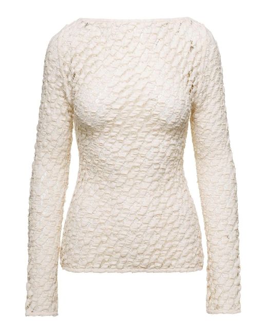 Rohe Natural Sweater With Boat Neckline