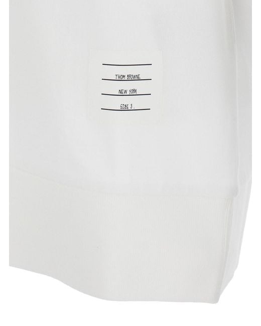 Thom Browne White Polo Shirt With Classic Collar And 4-Bar Detail On The Sleeve for men