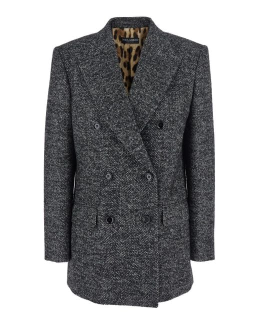 Giacca Doppiopetto Con Revers A Lancia di Dolce & Gabbana in Gray