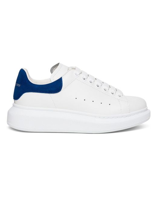 Alexander McQueen Man's Oversize Leather Sneakers With Blue Heel And Logo  for Men | Lyst