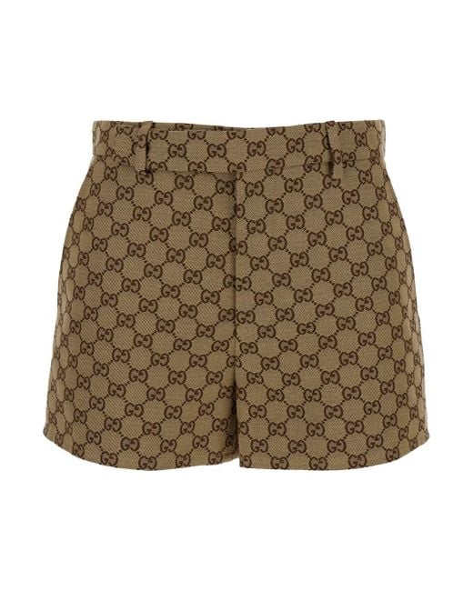 Gucci Natural Gg Pattern Shorts