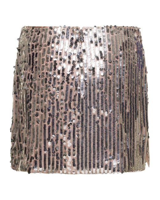 ROTATE BIRGER CHRISTENSEN Silver A-line Skirt With All-over Sequins Woman  in Metallic | Lyst UK